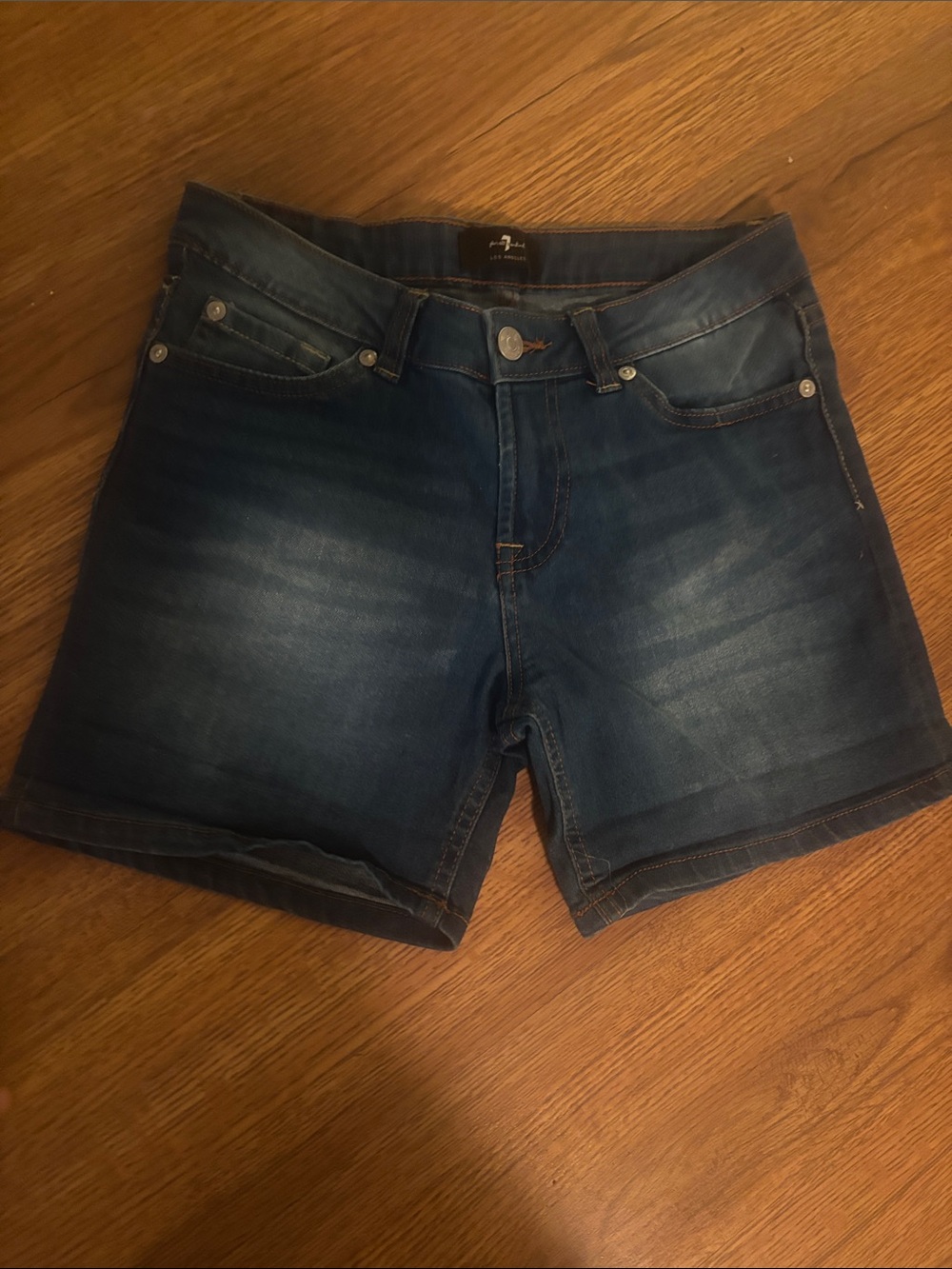 7 For All Mankind Dark Blue Denim Shorts